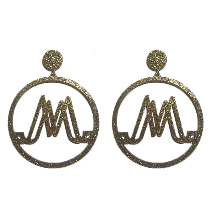 MEA MIO logo oorbellen in gouden glitter - www.meamio.com